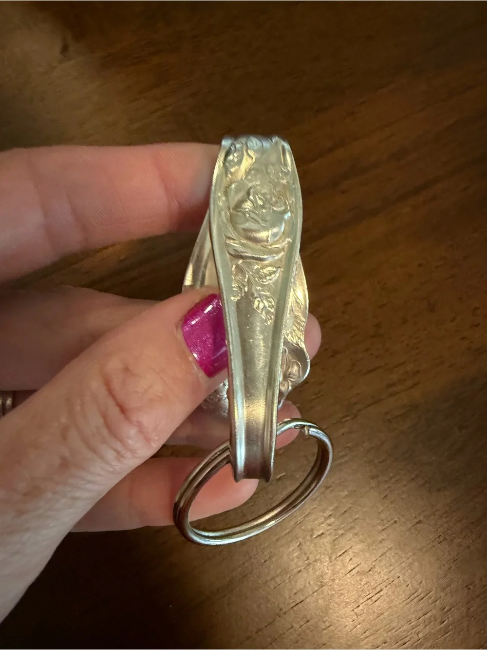 American Beauty Rose Silverware Purse Clip Keychain